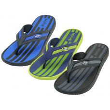 M7752 - Wholesale Men's " Wave " Sport Thong Sandals ( * Asst. Black/Gray, Royal/Black & Lime/Navy)